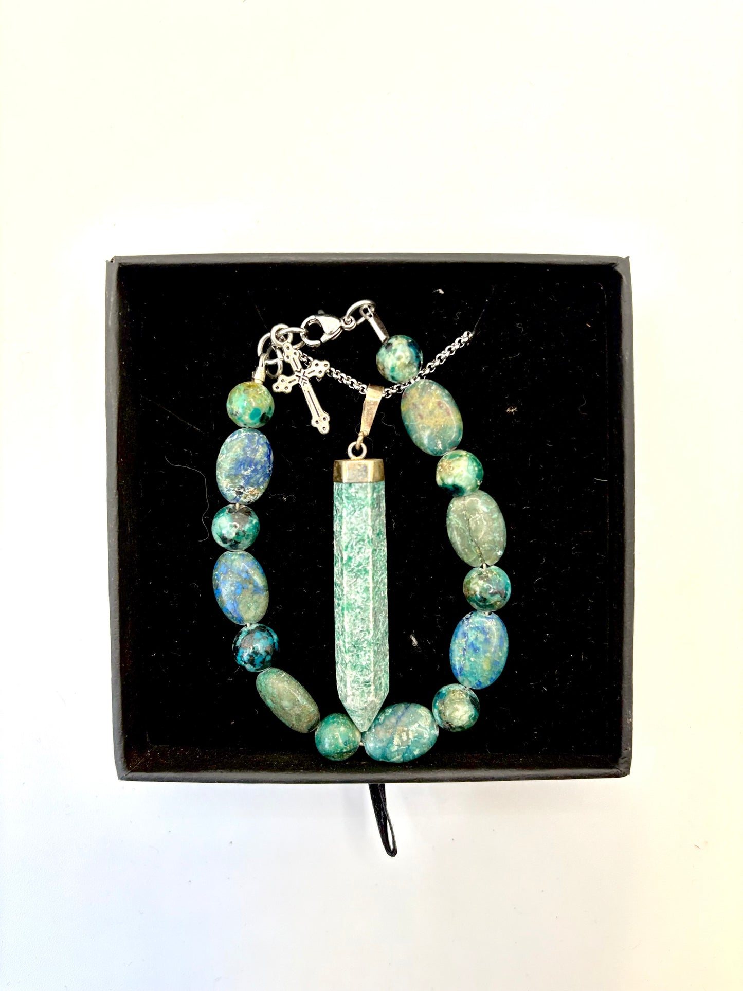 Moss Agate Pendant on Chain with Bracelet - Dandelion Lifestyle