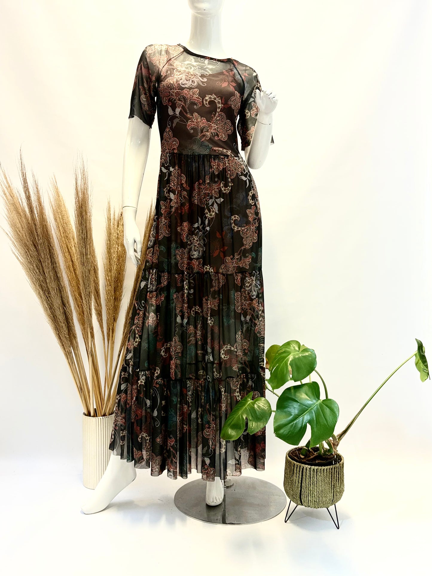 Floral Short Sleeve Mesh Dress with Underdress - Dandelion Lifestyle