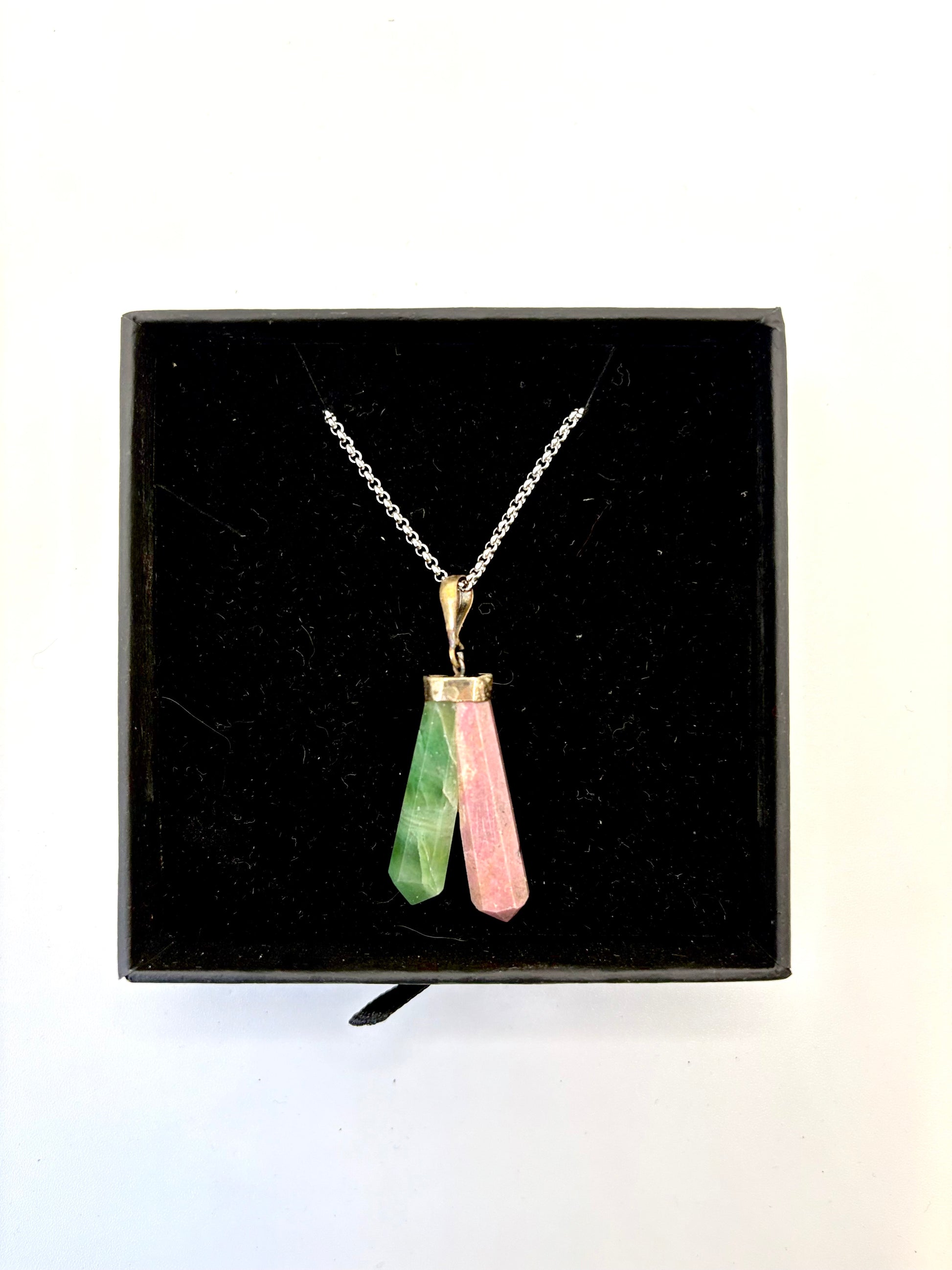 Rhodonite and Jade Pendant on Chain - Dandelion Lifestyle