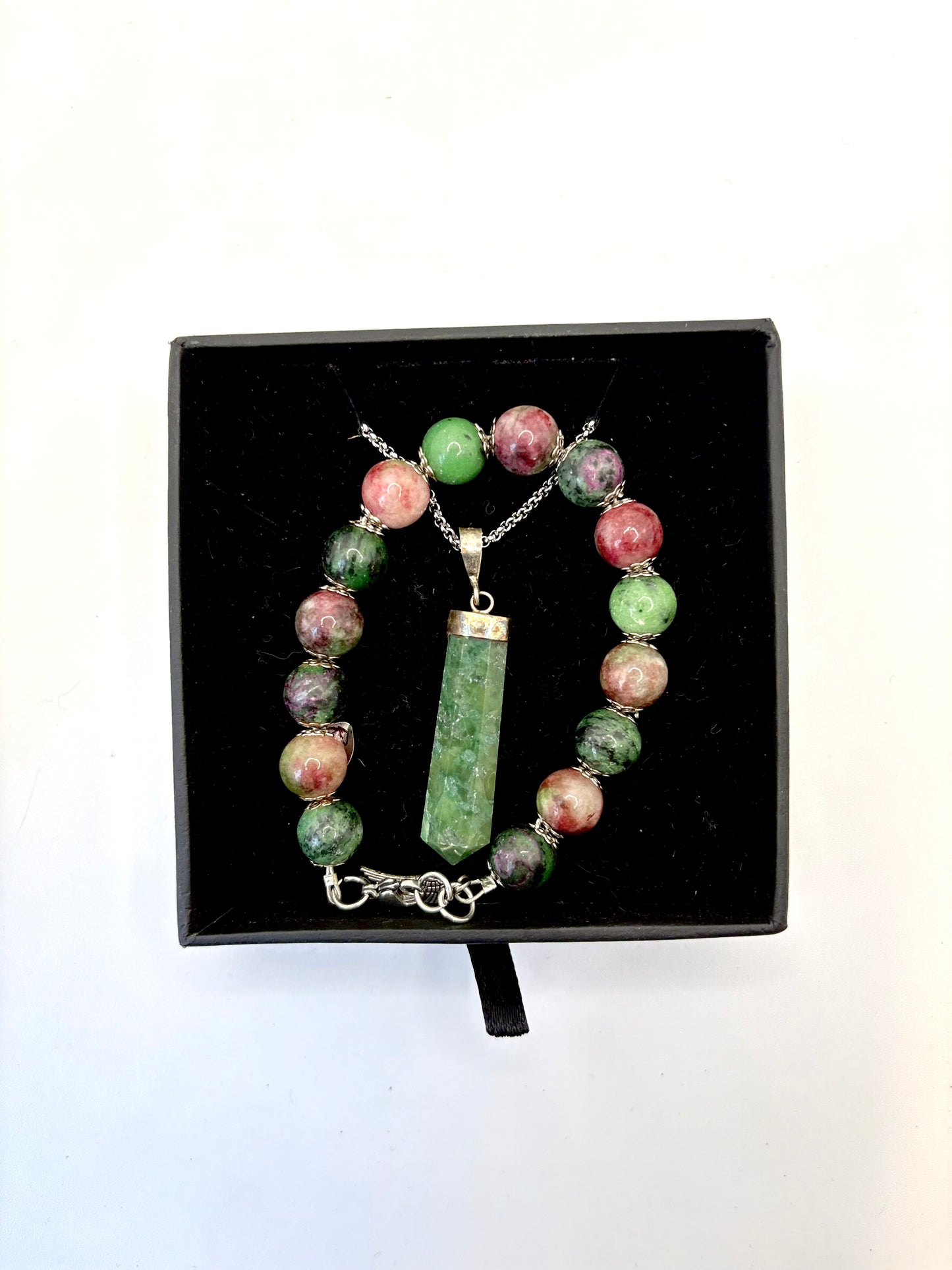Zoisite Pendant on Chain with Bracelet - Dandelion Lifestyle