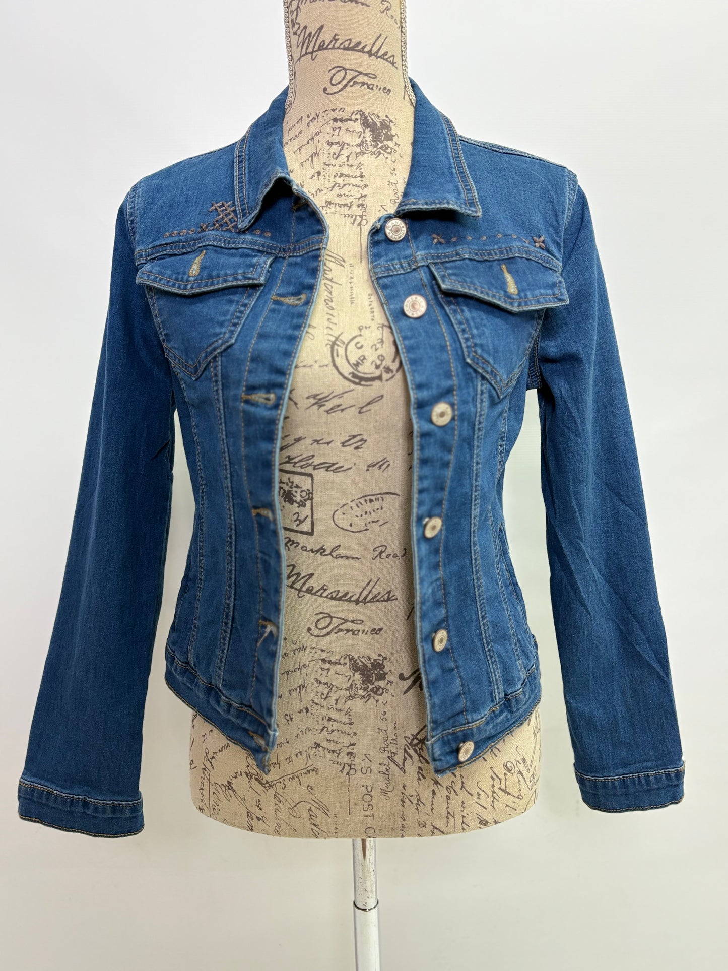 Denim Jacket with Ganesha print in Gold - Dandelion Lifestyle