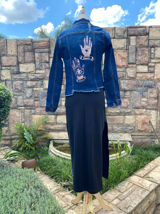 Rose Gold Heart & Soul on Distressed Denim Jacket - Dandelion Lifestyle